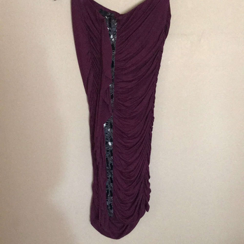 Wine colored elegant strapless dress bodycon